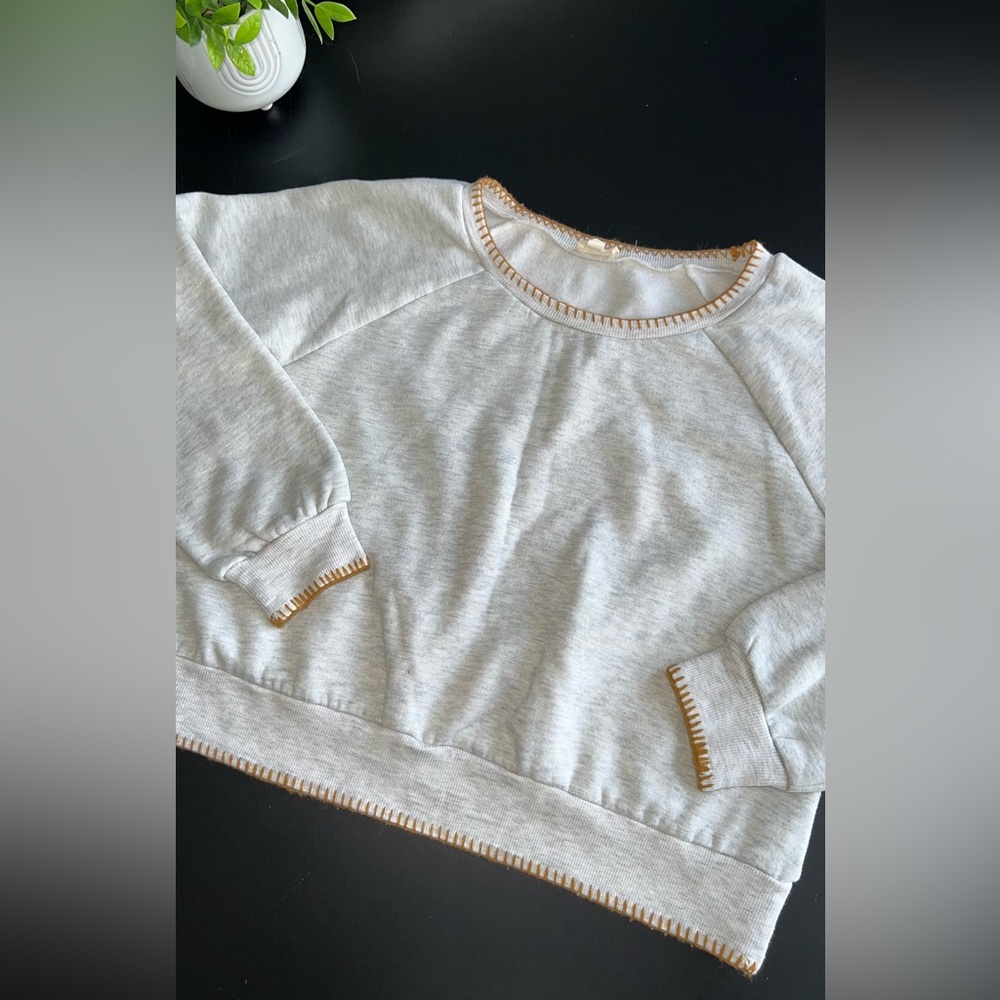 Hem & Thread Gray & Brown Sweatshirt Size Small NWOT